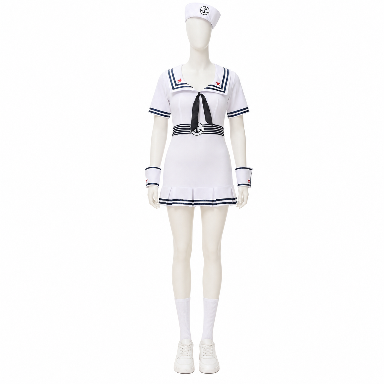Nautical-Style Costume with Collar and Pleated Skirt Costumes detail 3