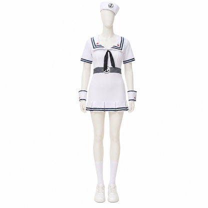Nautical-Style Costume with Collar and Pleated Skirt Costumes detail 3