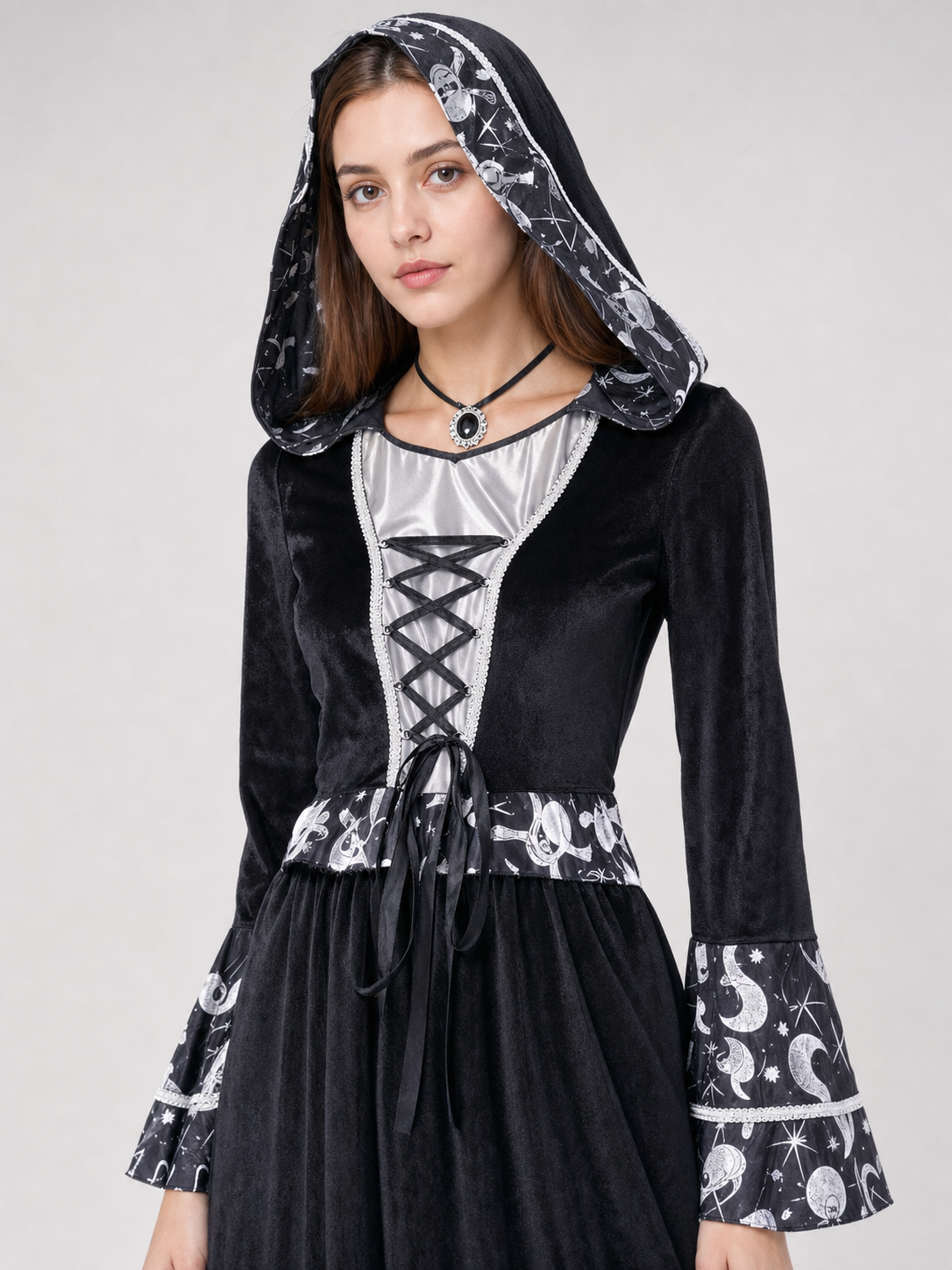 Cosplay Costume, Gothic Hooded Dress Costume Dresses detail 2