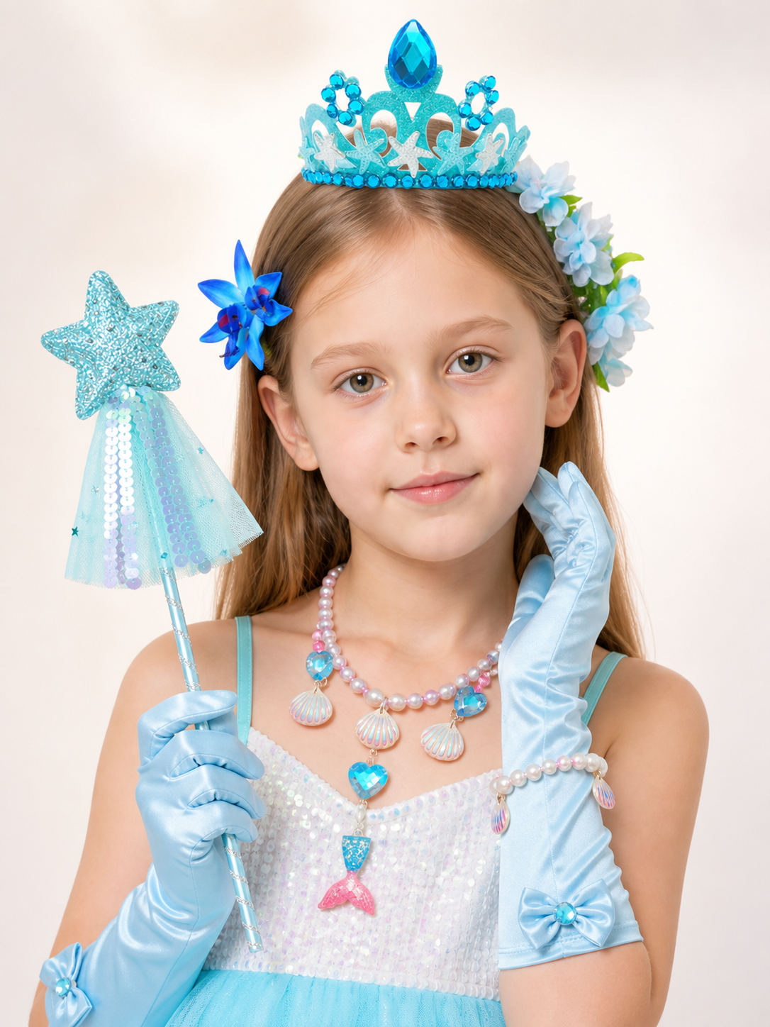 Mermaid Carnival Crown Headpiece for Halloween Costume Headwear detail 2