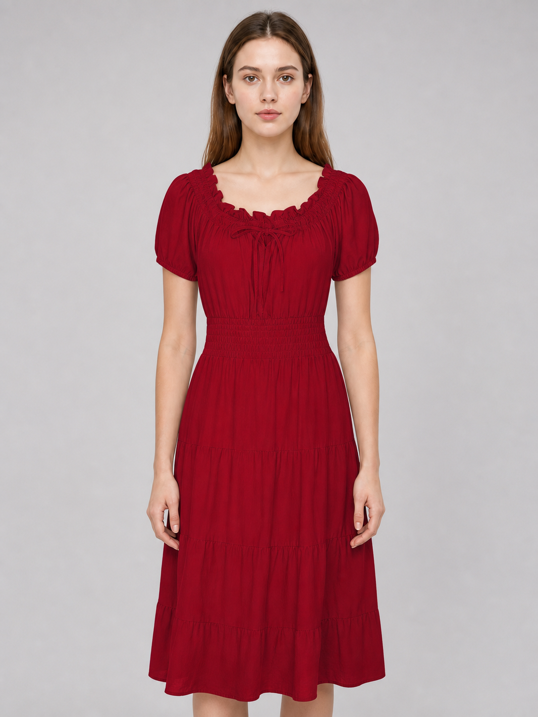 Burgundy Renaissance-Style Maxi Dress