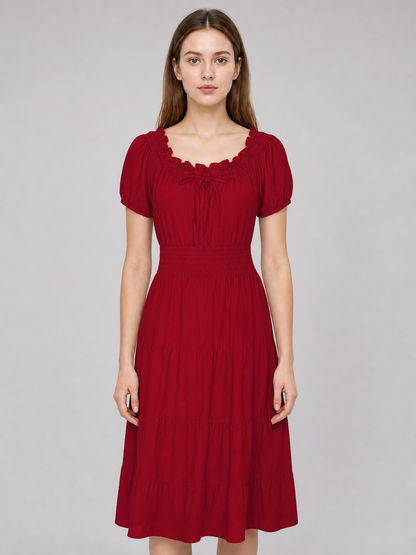 Burgundy Renaissance-Style Maxi Dress