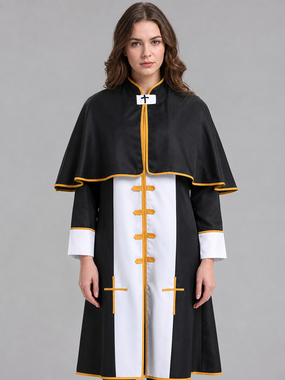 Ritual Robe with Cross, Black and White, Cosplay