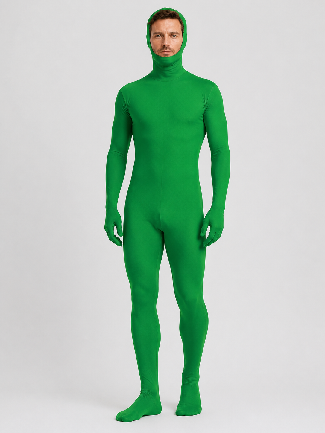 Green Fitted Jumpsuit with Open Face for Adults product detail 3