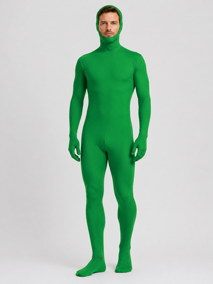 Green Fitted Jumpsuit with Open Face for Adults product detail 3