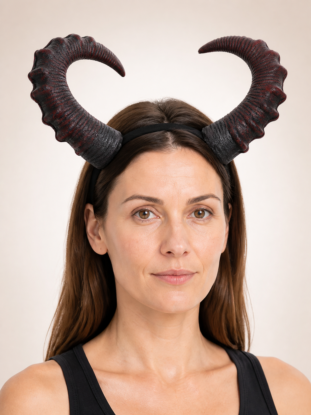 Halloween Carnival Headband with Horns, Black and Red Costume Headwear detail 2
