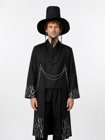 Black cosplay costume with long coat and hat Costume Headwear detail 3