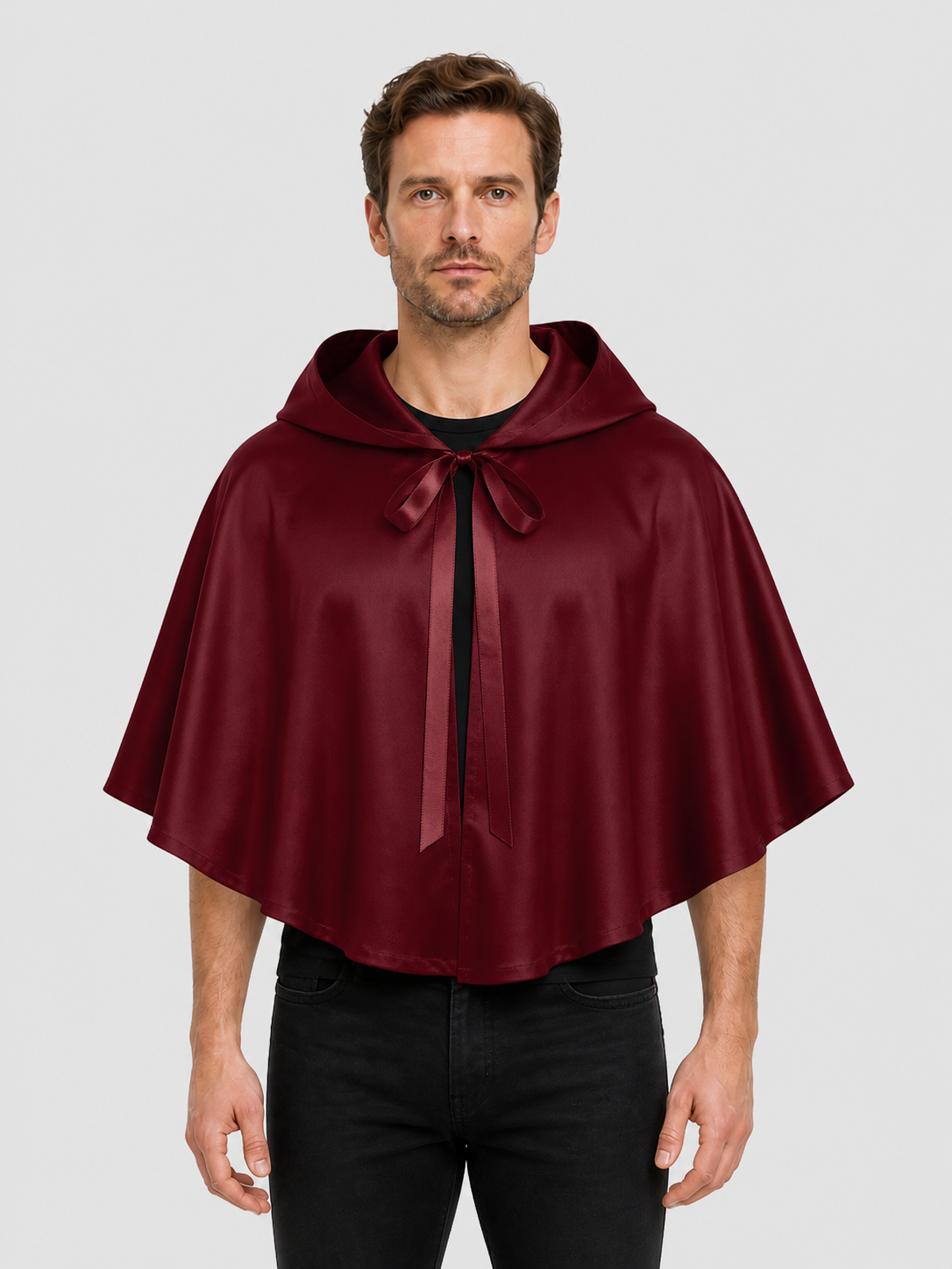 Red Short Hooded Cape for Halloween Costume Capes detail 3