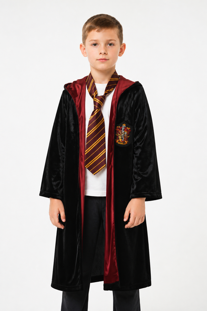 Hooded Robe, Black with Red Lining product detail 3