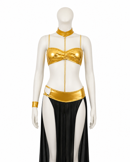 Gold Cleopatra Costume with Long Black Skirt