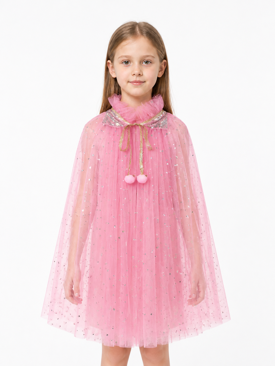 Children's Pink Cape with Stars and Sequins Costume Capes detail 3