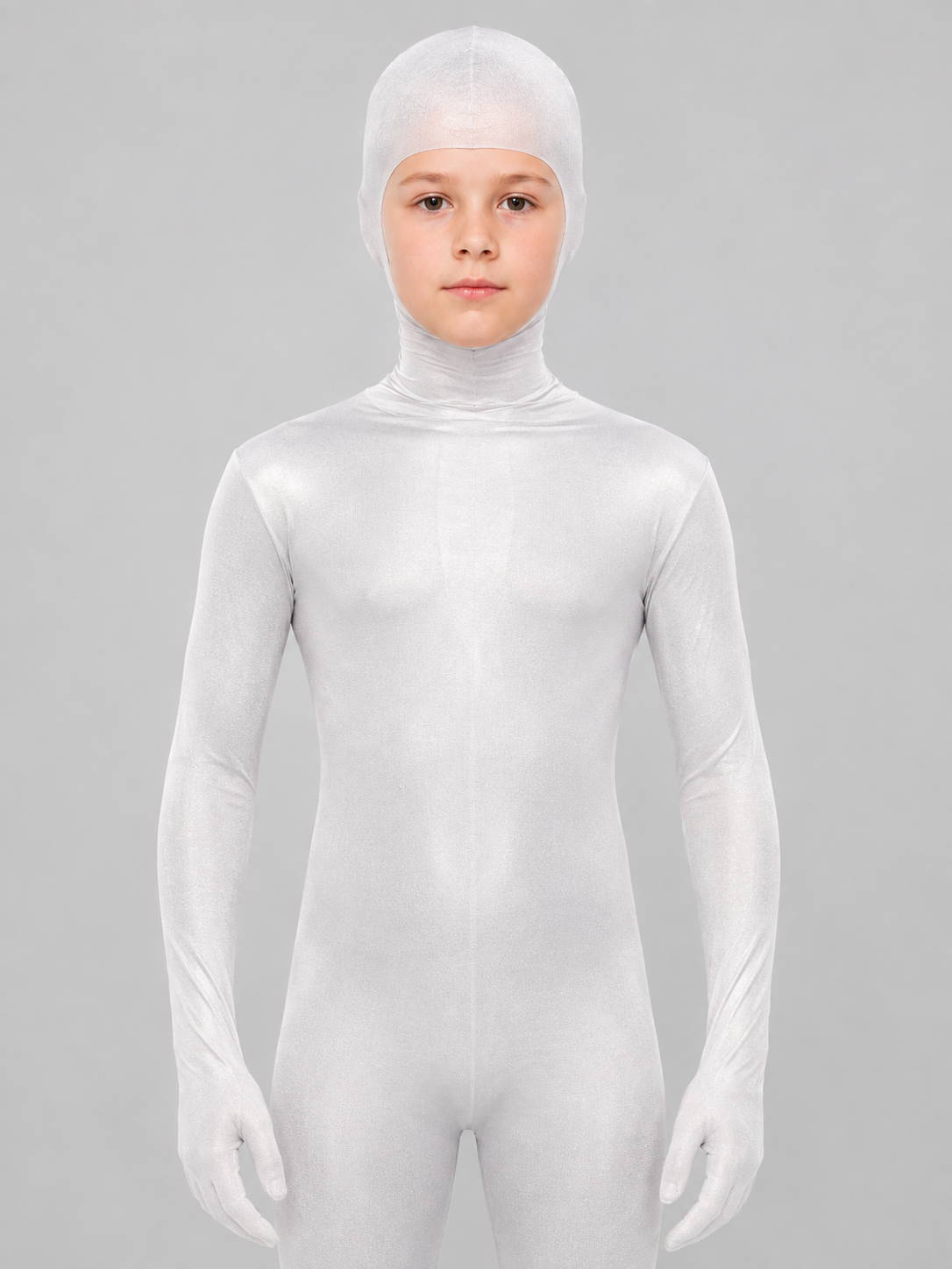 White Polyester Invisibility Costume with Long Sleeves