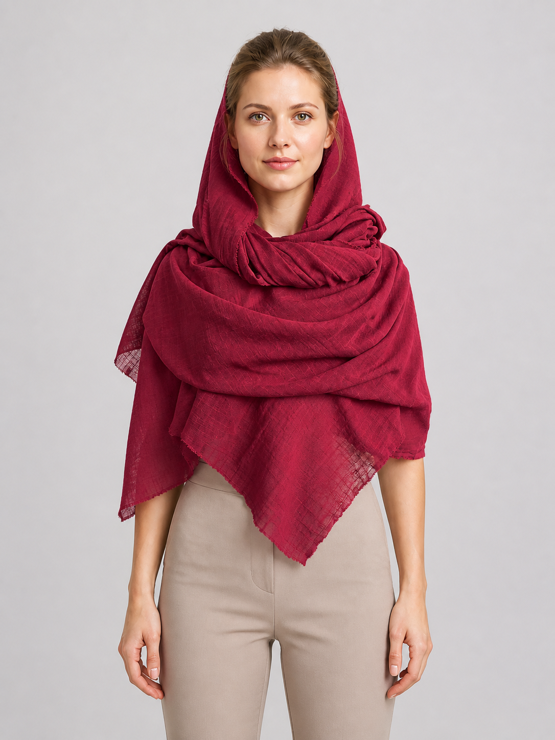 Medieval Hooded Cloak, Burgundy Costume Capes detail 3