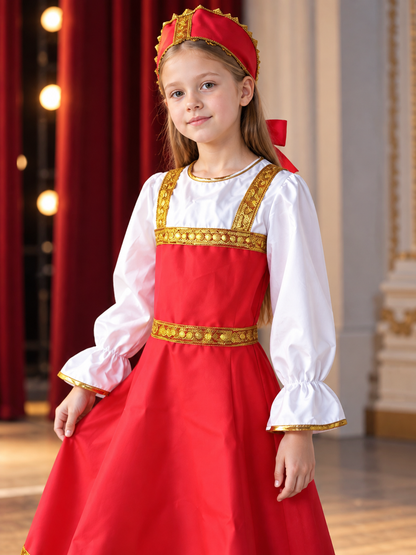 Red Stage Dress Costume with Headpiece Costume Dresses detail 2
