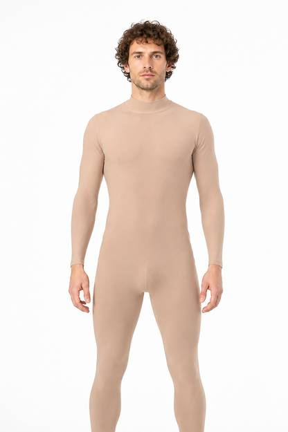Flesh-colored zentai bodysuit with a high collar product detail 3