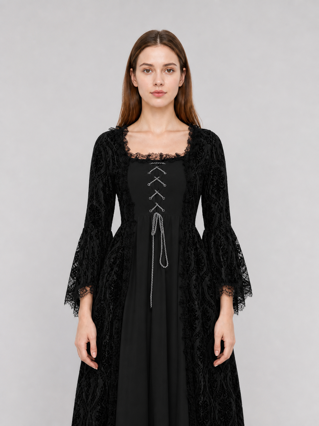 Historical Gothic Floor-Length Lace Dress
