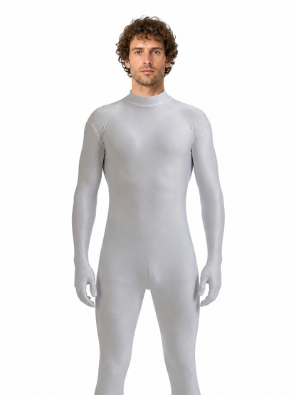 Gray Form-Fitting Jumpsuit with High Collar product detail 3