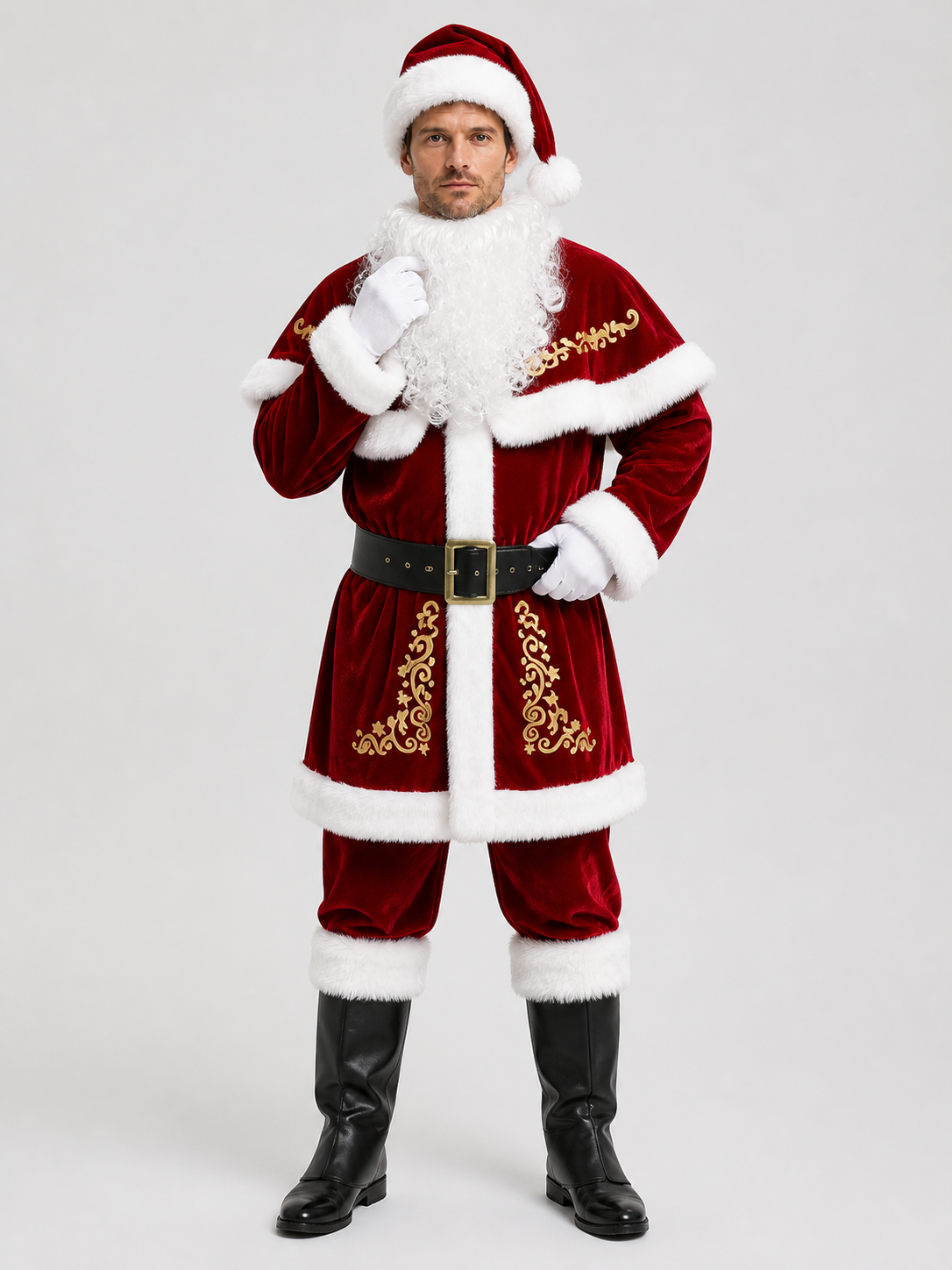 Santa Claus Costume, 8-Piece Red and White Set Costumes detail 3