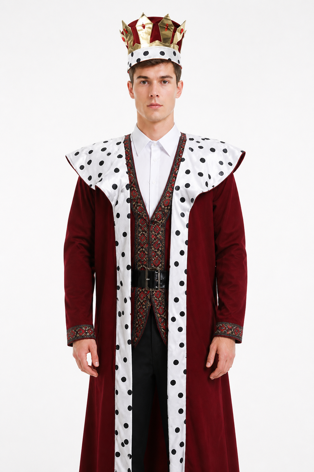 Medieval King Costume with Cape and Crown Costume Capes detail 2
