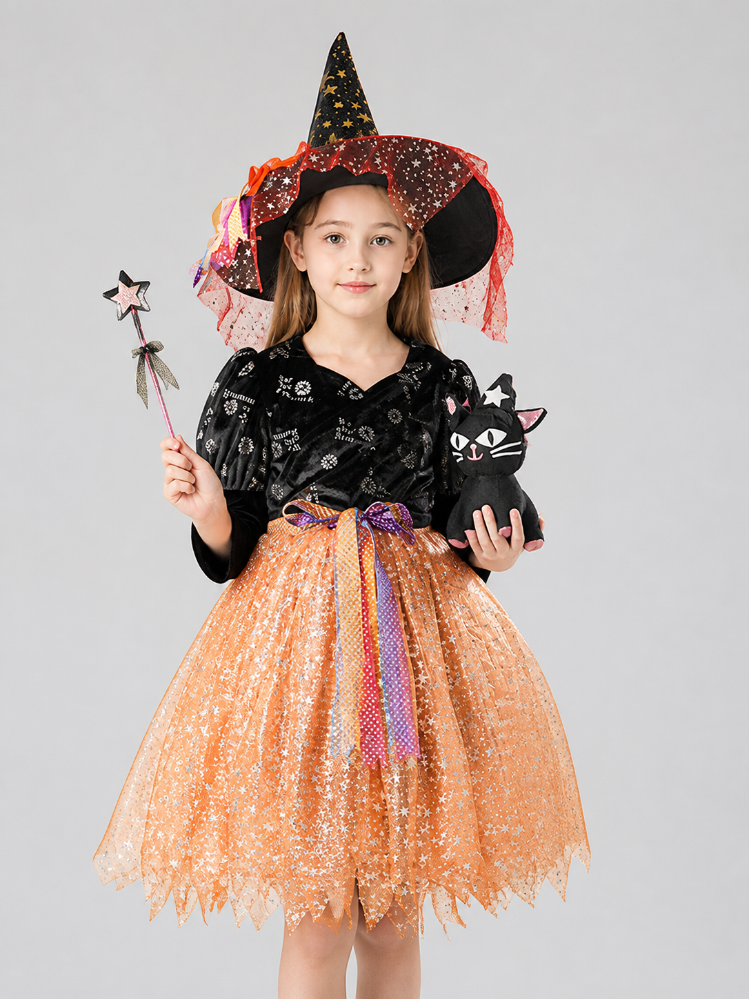 Children’s Witch Costume: Skirt, Hat, Wand, and Kitten product detail 3