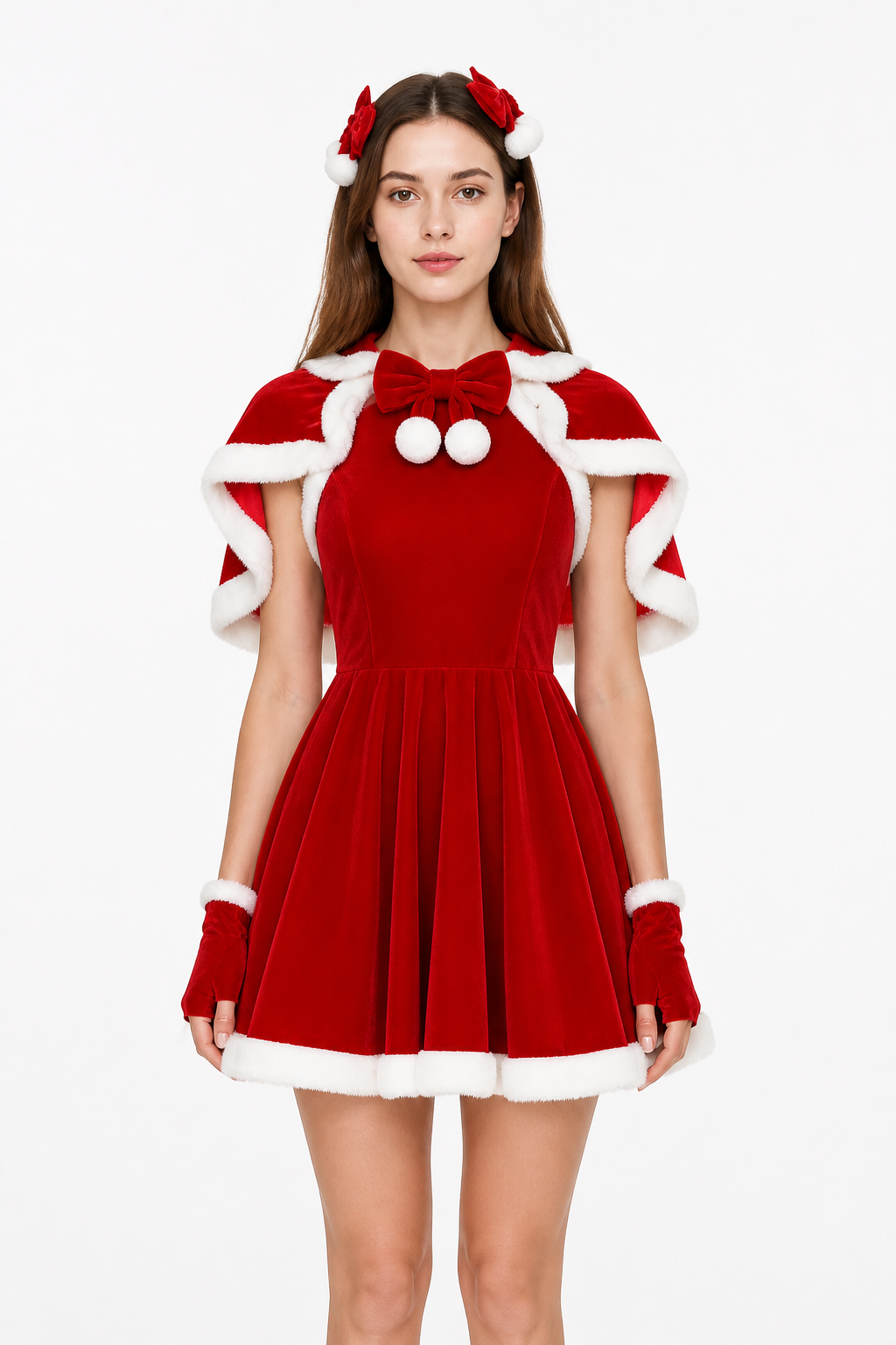 New Year's Costume with Cape and Red Dress Costume Dresses detail 3