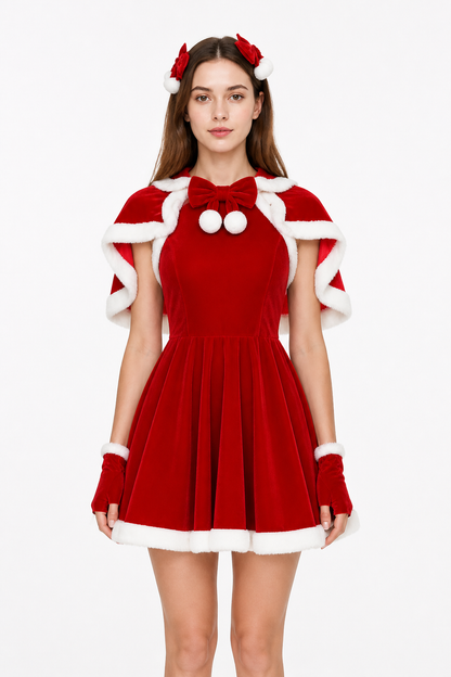 New Year's Costume with Cape and Red Dress Costume Dresses detail 3