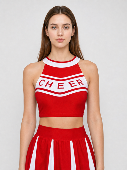 Stage Costume: Red Top and Skirt with White Stripes