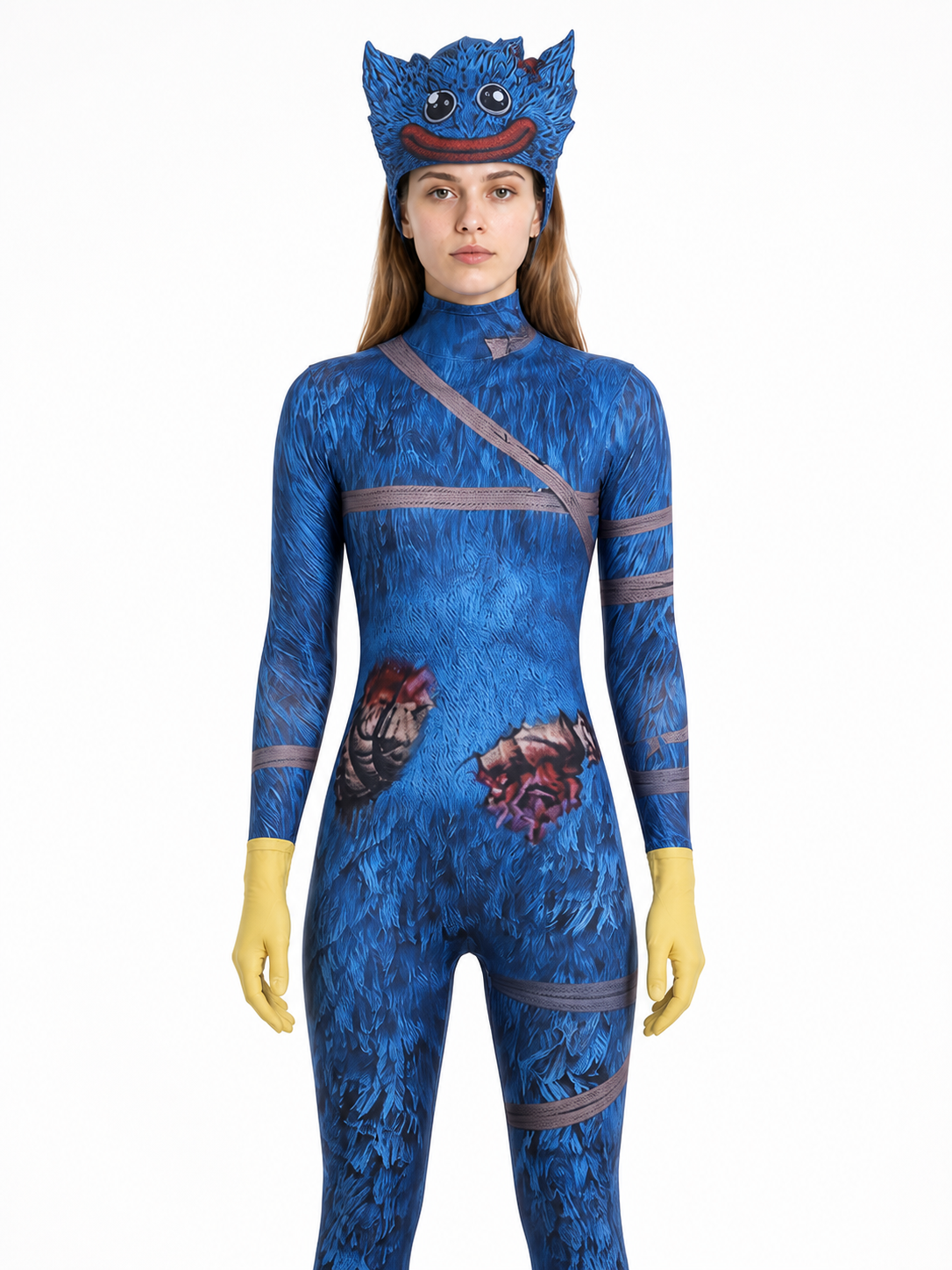 Blue Hooded Monster Jumpsuit Costume Costumes detail 3