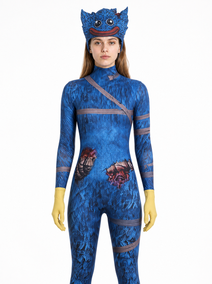Blue Hooded Monster Jumpsuit Costume Costumes detail 3