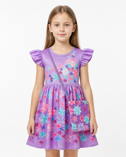 Floral Print Carnival Dress with Handbag Costume Dresses detail 3