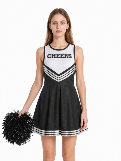Sleeveless Cheerleading Dress with White Stripes Costume Dresses detail 3