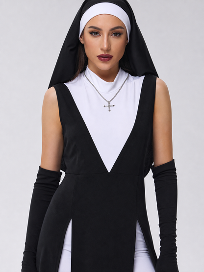 Gothic Long Dress Costume with a High Slit