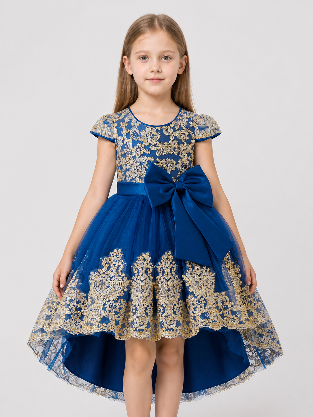 Girls' Full Princess Dress with Embroidery and Train Costume Dresses detail 3