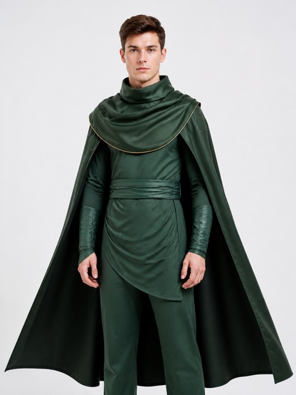 Dark Green Loki Costume with Cape for Cosplay Costume Capes detail 3