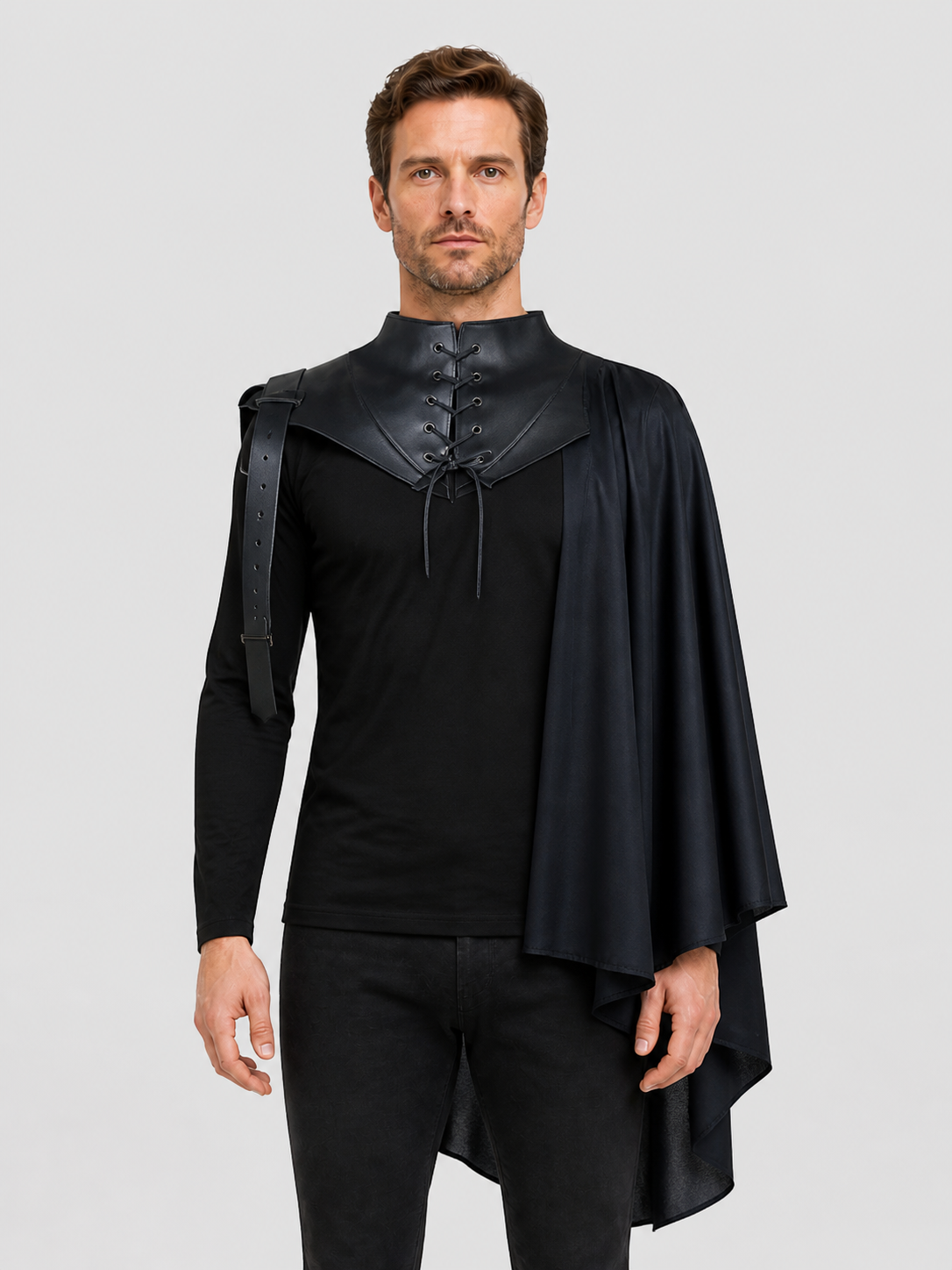 Black Asymmetrical Vampire Cape for Halloween Costume Capes detail 2