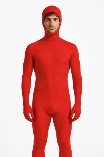 Red Zentai Suit with Open Face and Hood product detail 3