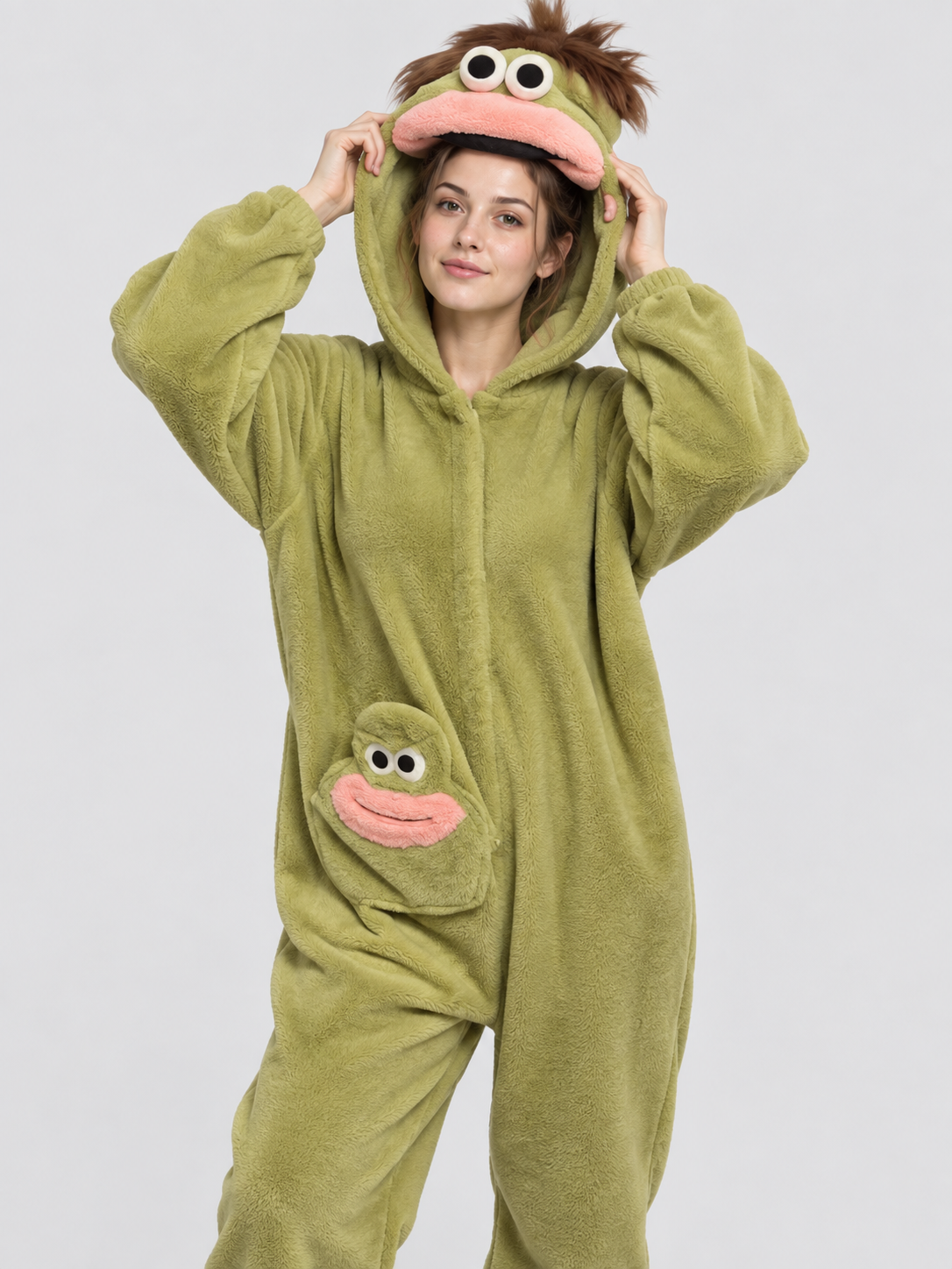 Insulated Hooded Pajama Jumpsuit with Animal Face