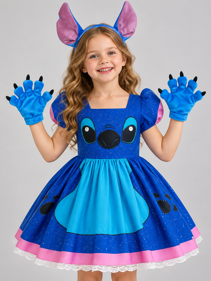 Kids' Carnival Dress with a Fluffy Skirt and Print