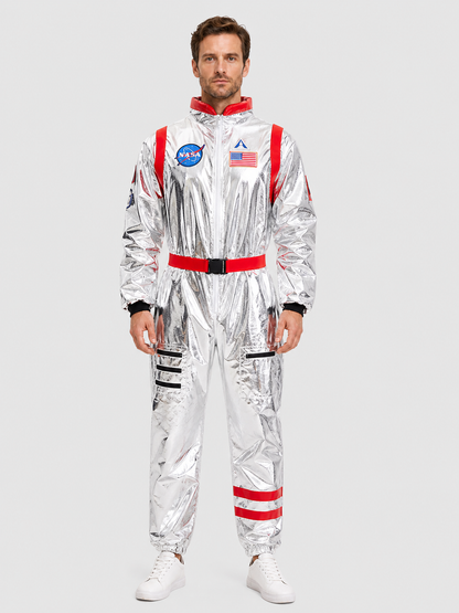 Astronaut Costume, Silver Jumpsuit with Patches Costumes detail 3