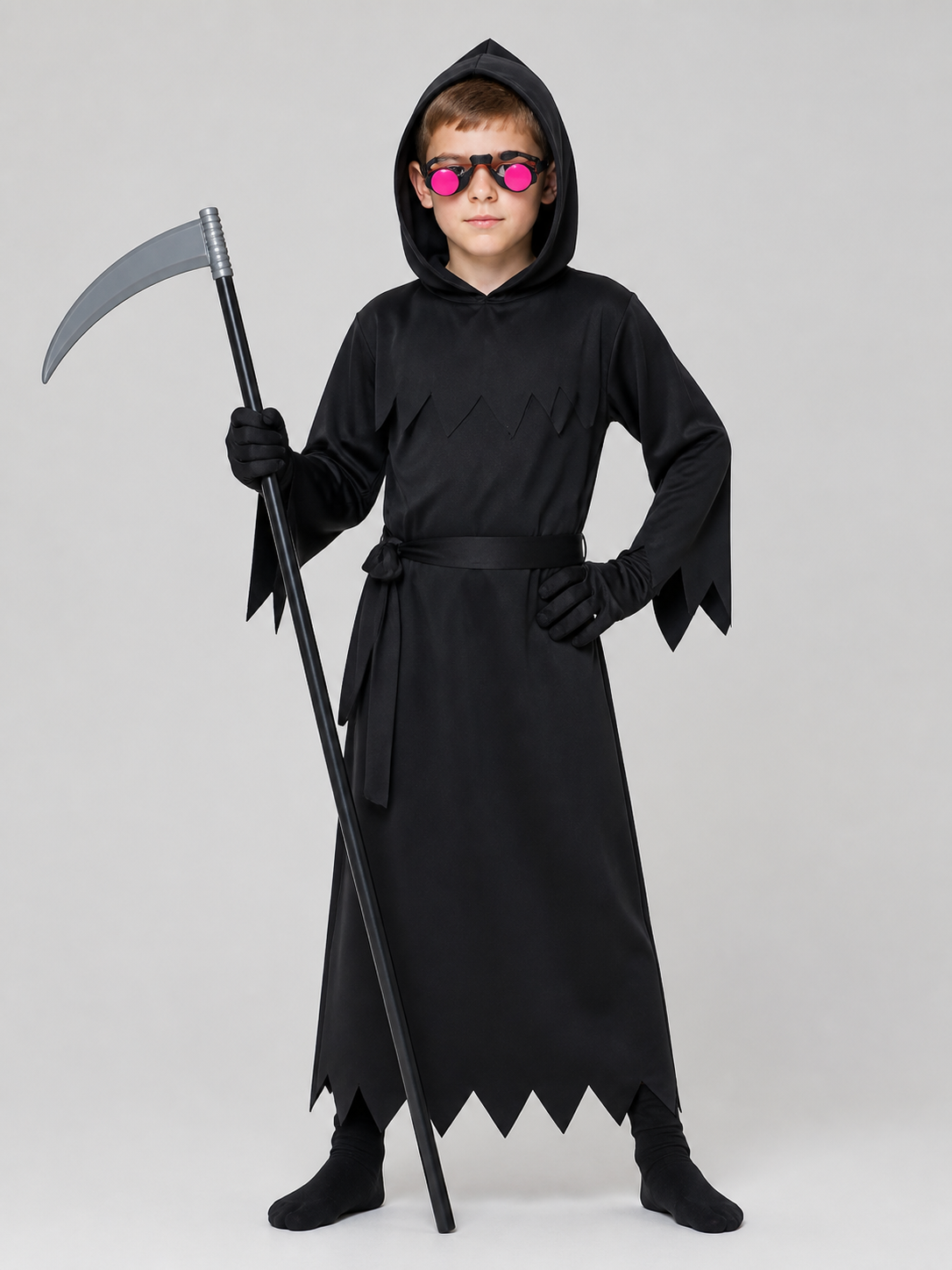 Reaper Costume with Hood, Scythe, and Glowing Glasses Costumes detail 3