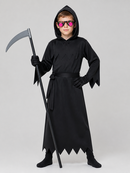 Reaper Costume with Hood, Scythe, and Glowing Glasses Costumes detail 3