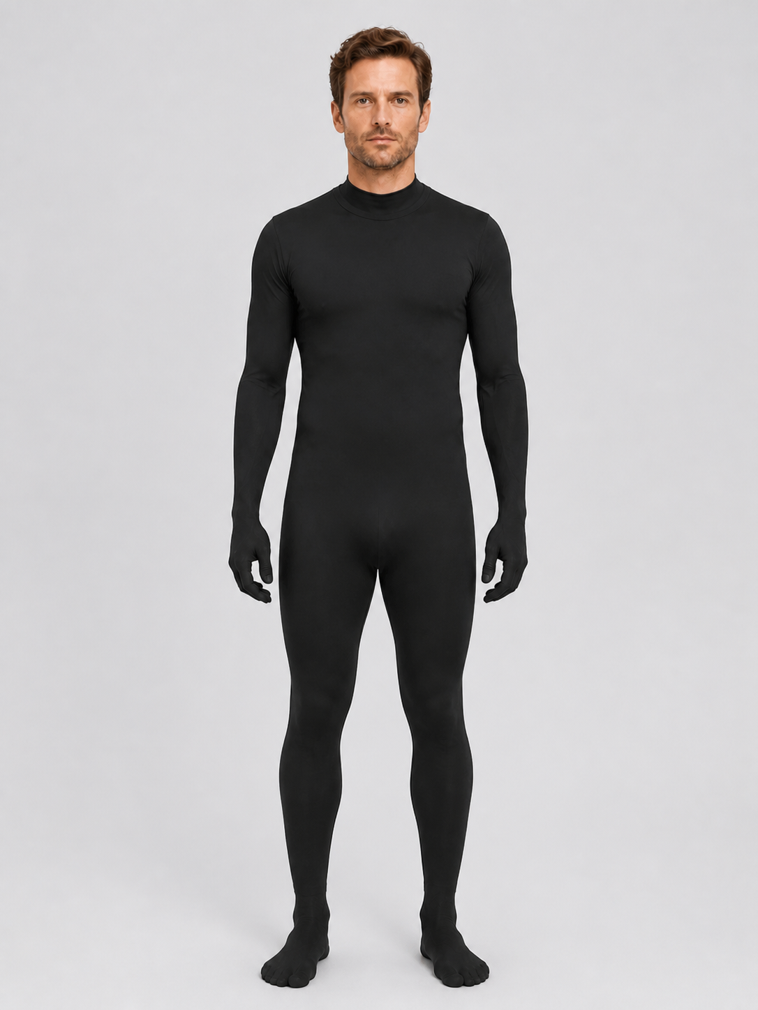 Black Hooded Bodysuit Costume with Gloves for Halloween Costumes detail 3