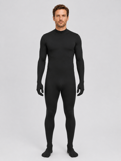 Black Hooded Bodysuit Costume with Gloves for Halloween Costumes detail 3