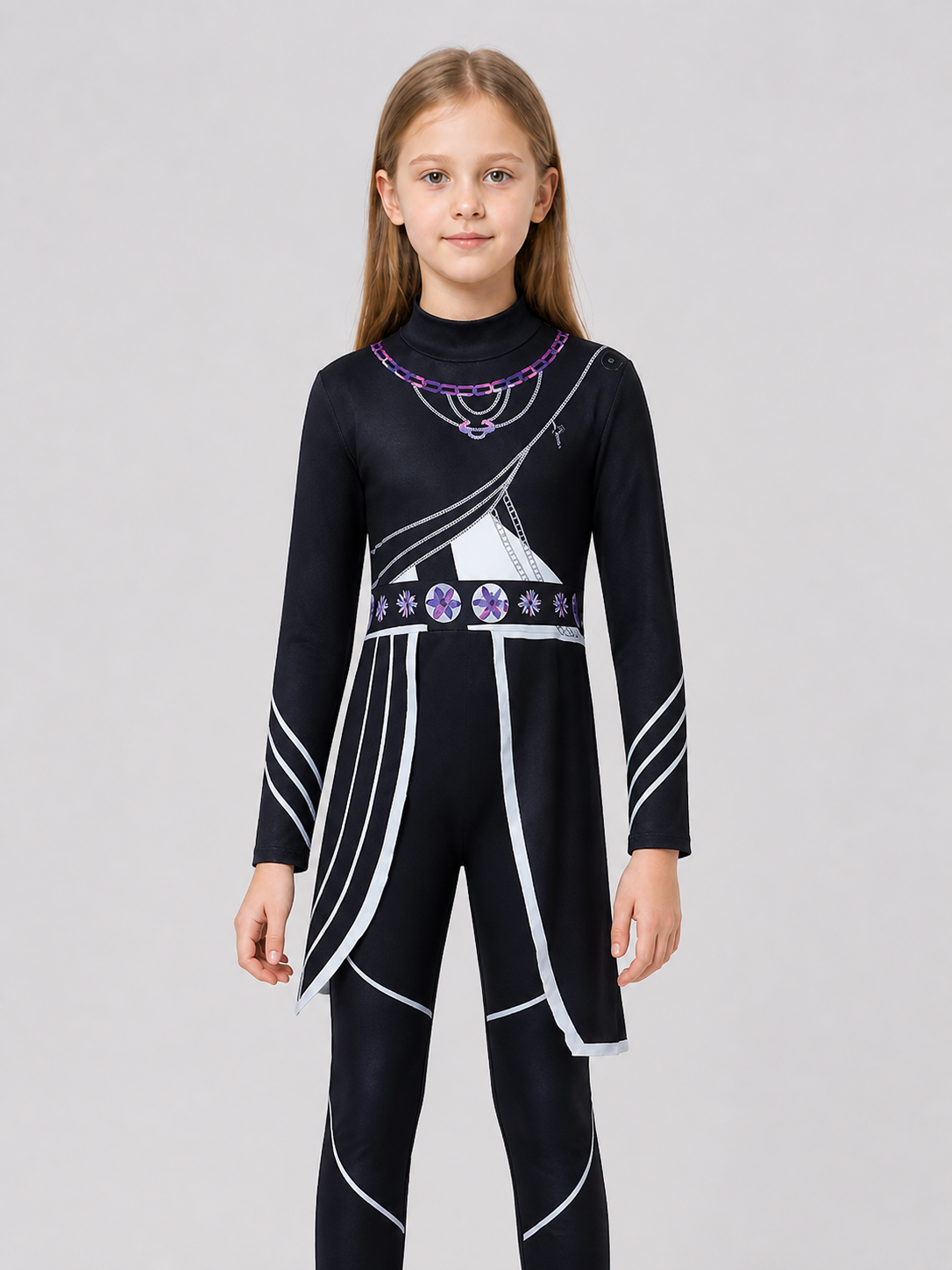 Punk Rumi Cosplay Jumpsuit, Black, with Decorative Details Costumes detail 3