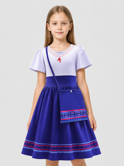 Children’s cosplay dress with handbag, white and blue product detail 3