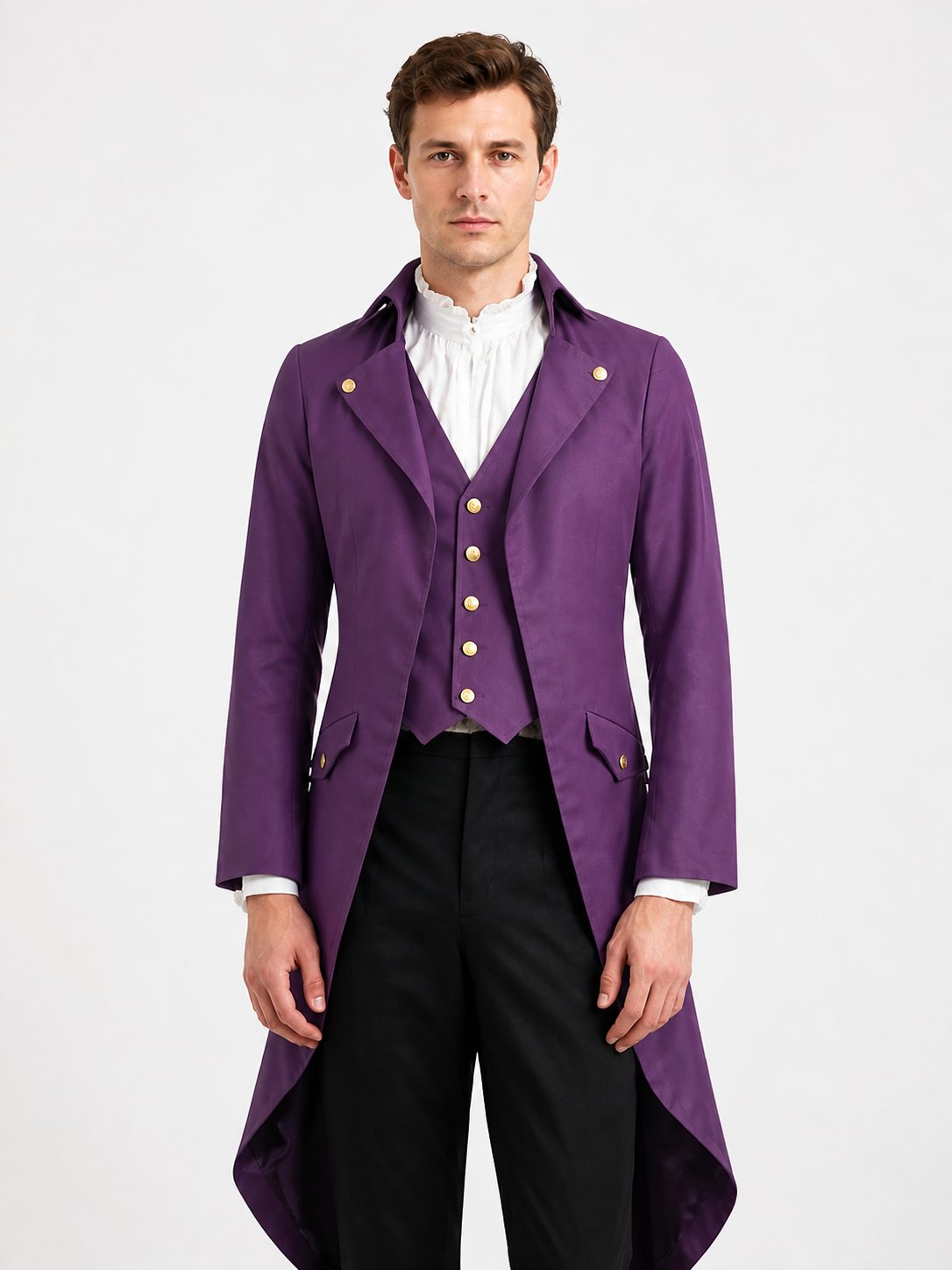Men's Medieval Long Tailcoat with Gold-Tone Buttons Costumes detail 2
