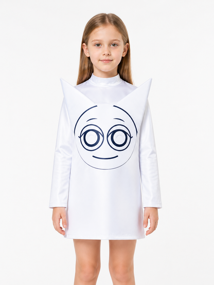 White Sleeveless Carnival Dress with Cat Print Costume Dresses detail 3