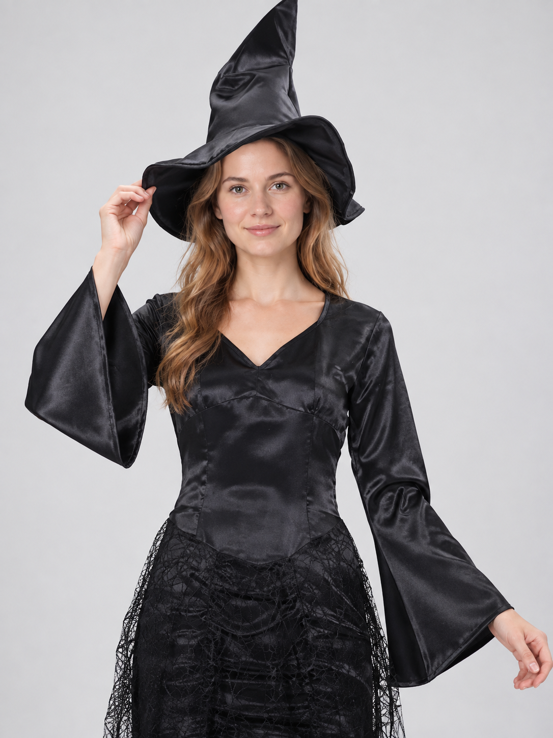 Witch Costume: Black Lace Dress and Hat