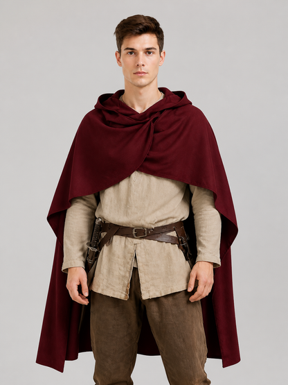 Wine Red Hooded Costume Cape product view 58