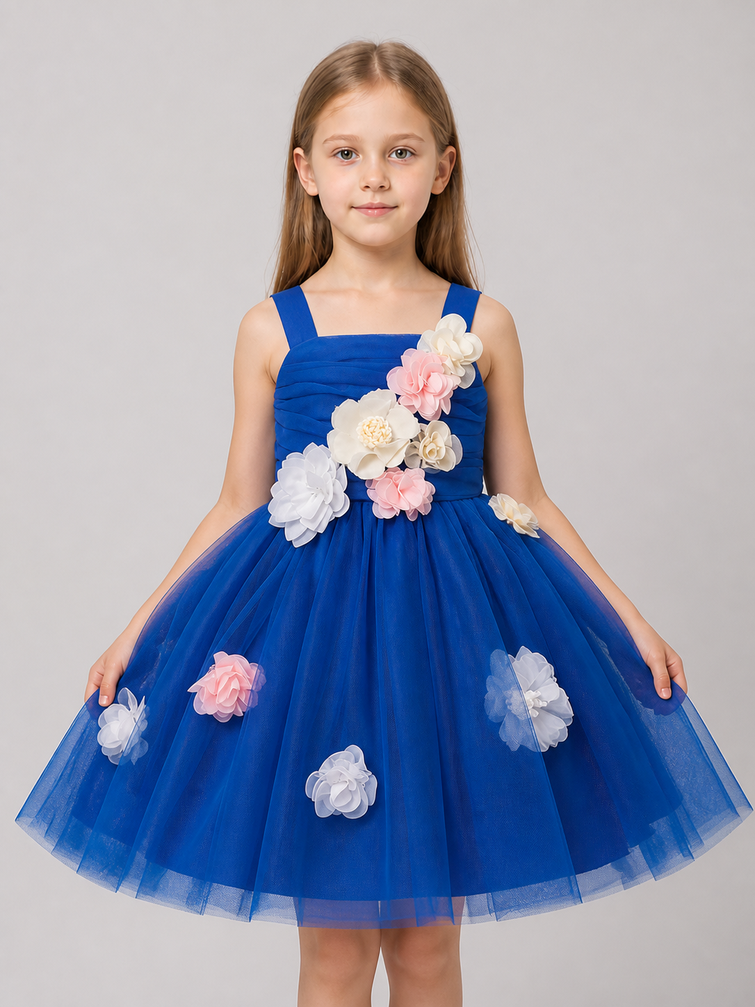Girls' Formal Dress with a Full Skirt and Flowers Costume Dresses detail 3